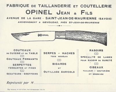 Vintage advertisment of Opinel pocket knife